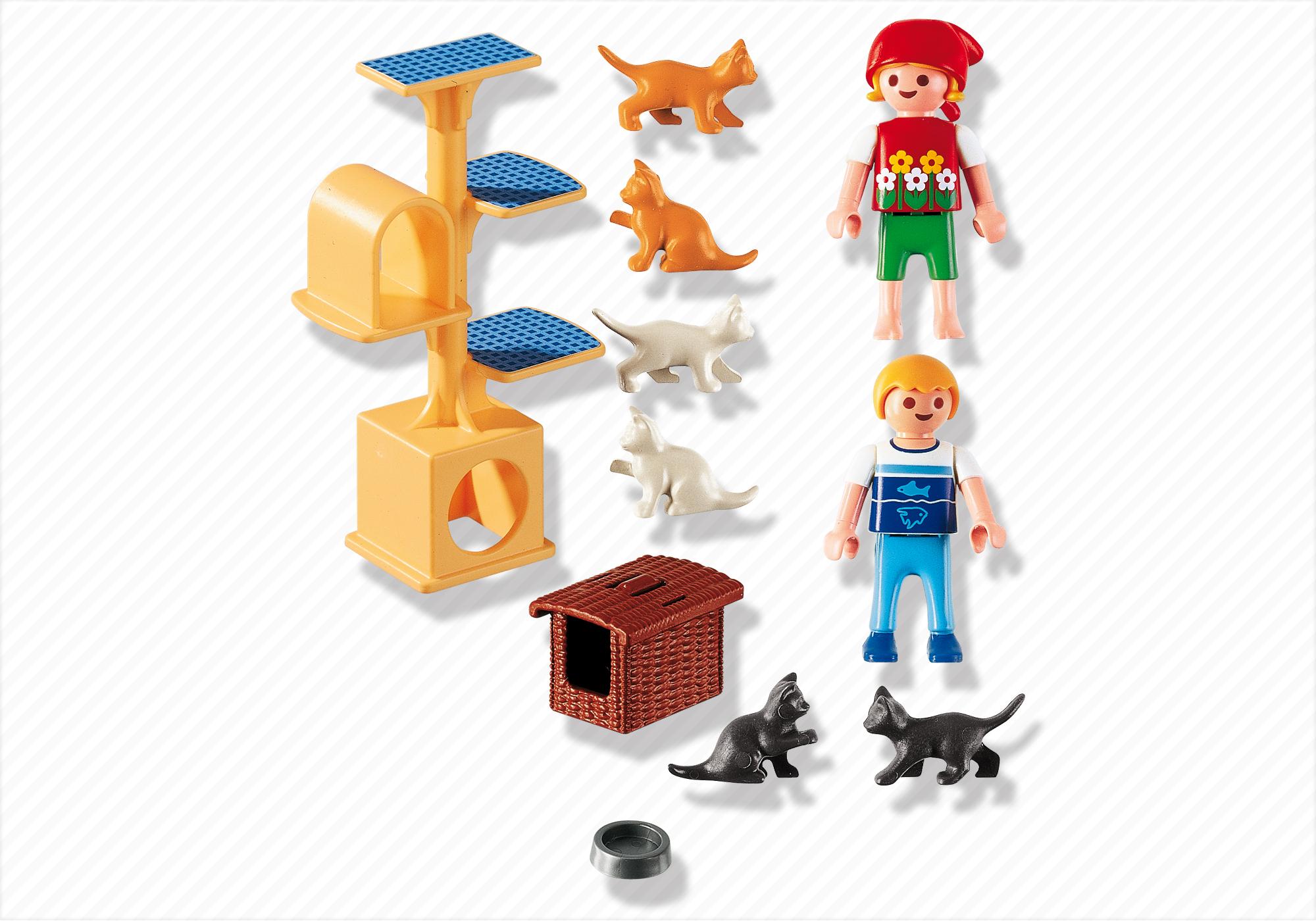 Playmobil: enfants et arbres à chats réf: 4347 + soigneur chat réf: 6139