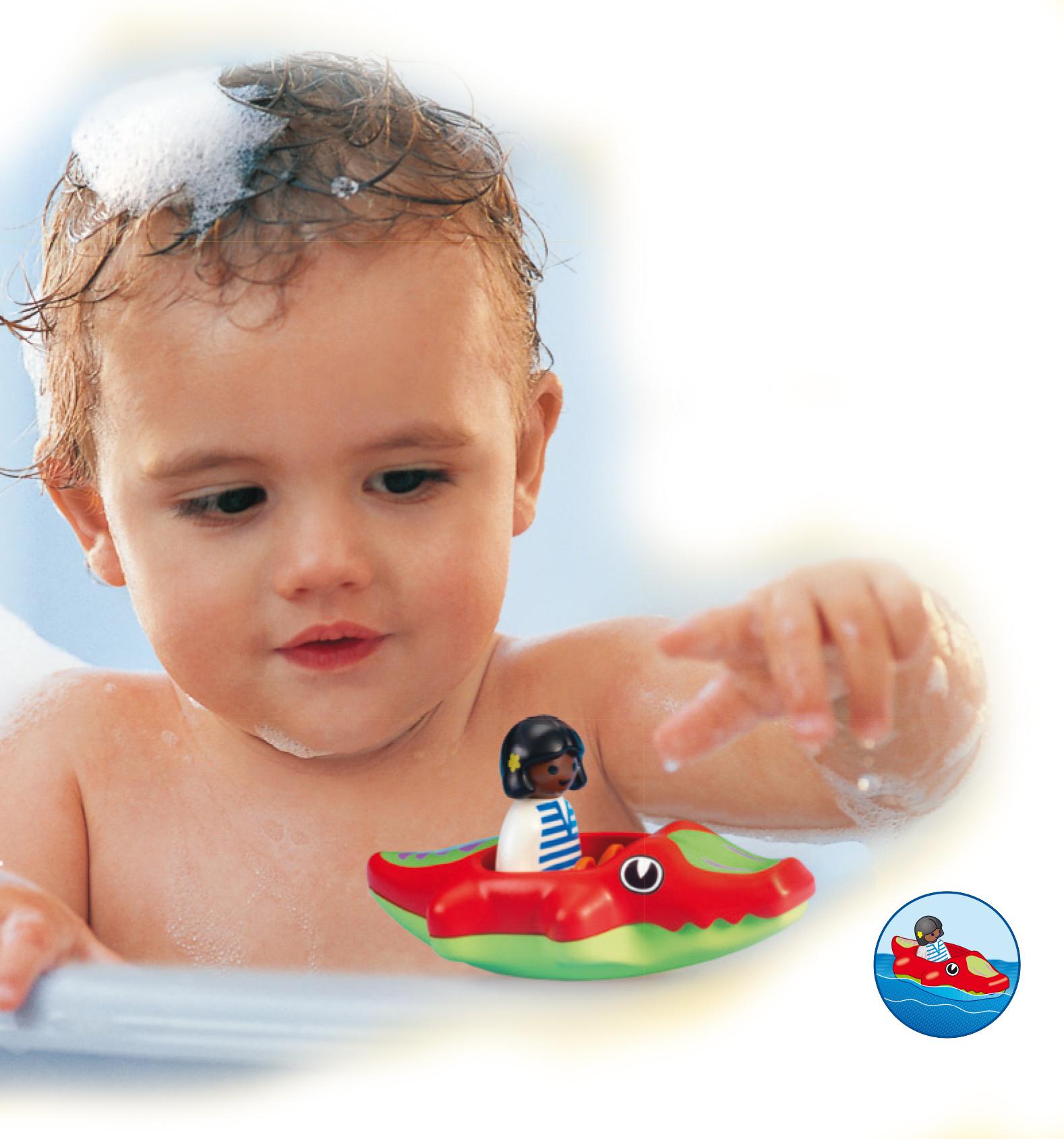 Playmobil 123 bateau crocodile+fille