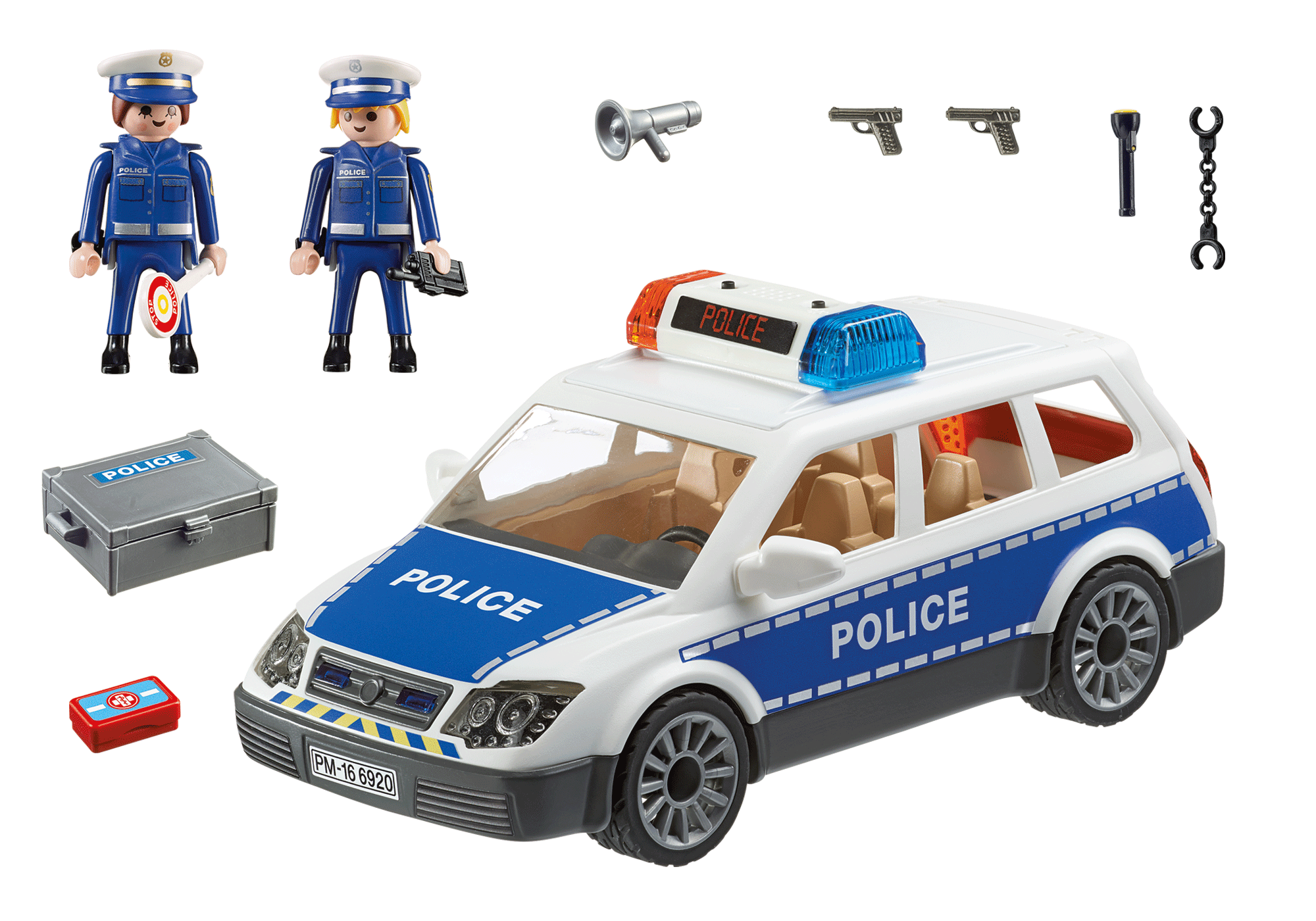 Voiture de policiers avec gyrophare et - 6920