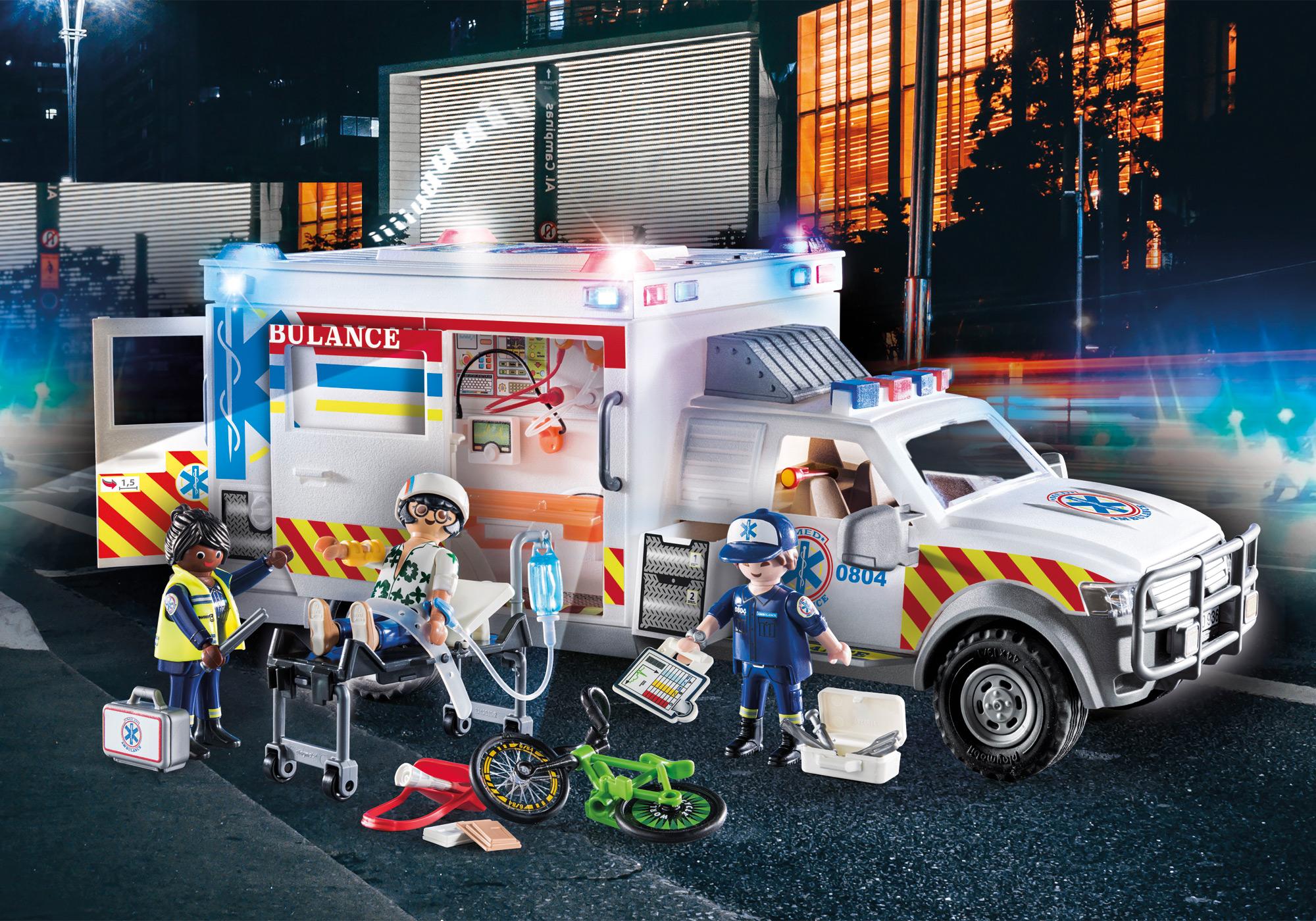 Rescue Vehicles: Ambulance with Lights - | PLAYMOBIL®