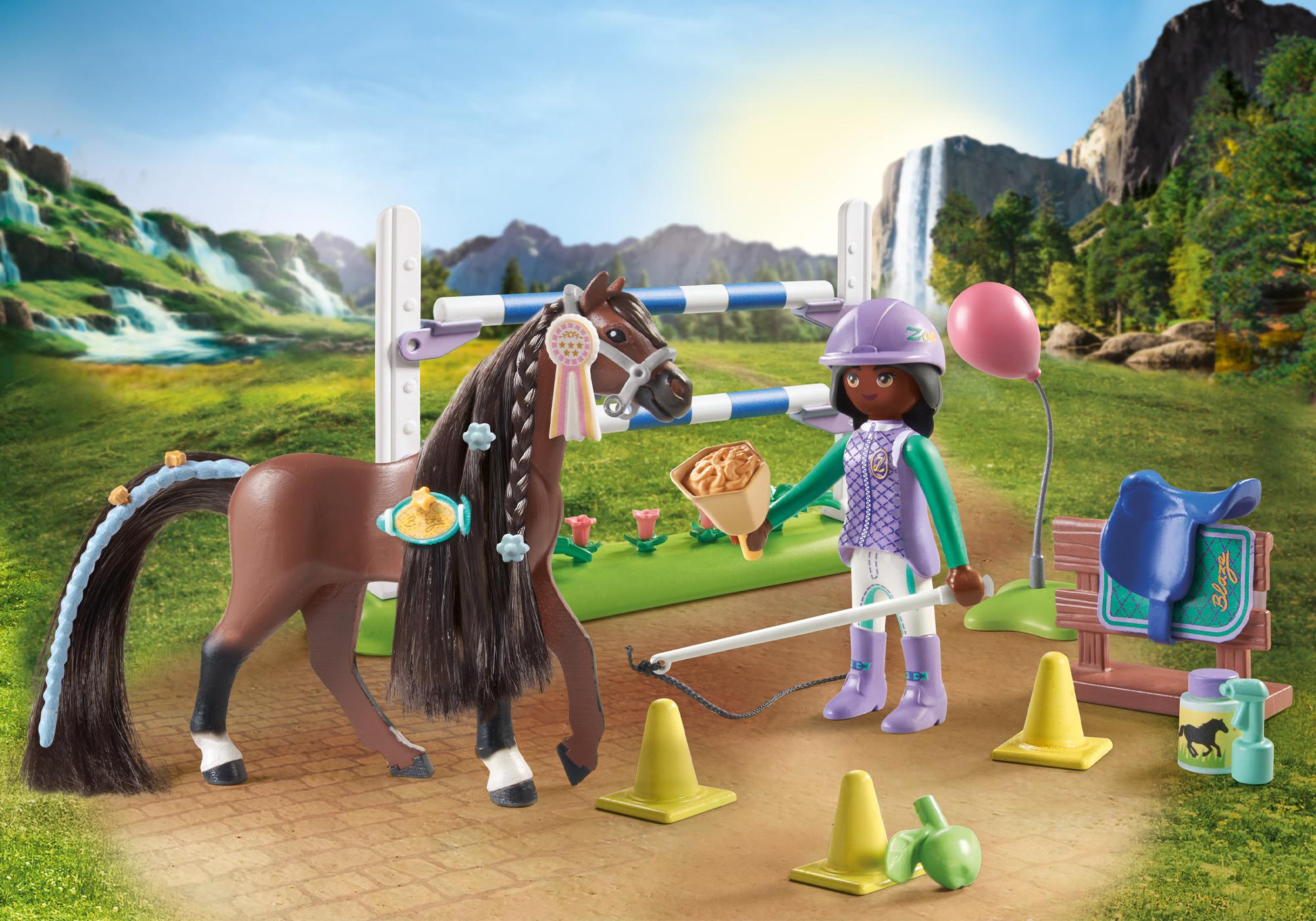 Zoe et Blaze avec parcours d'obstacles Playmobil Horses of Waterfall 71355  - La Grande Récré