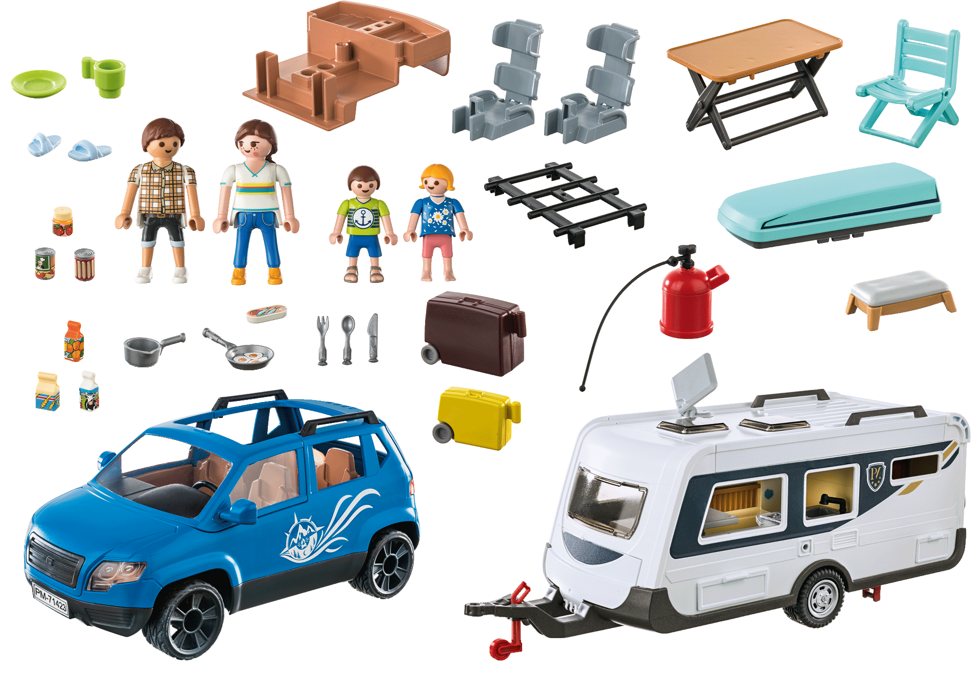 Playmobil Family Fun - Caravane av. Voiture - 71423 - 128 Parties