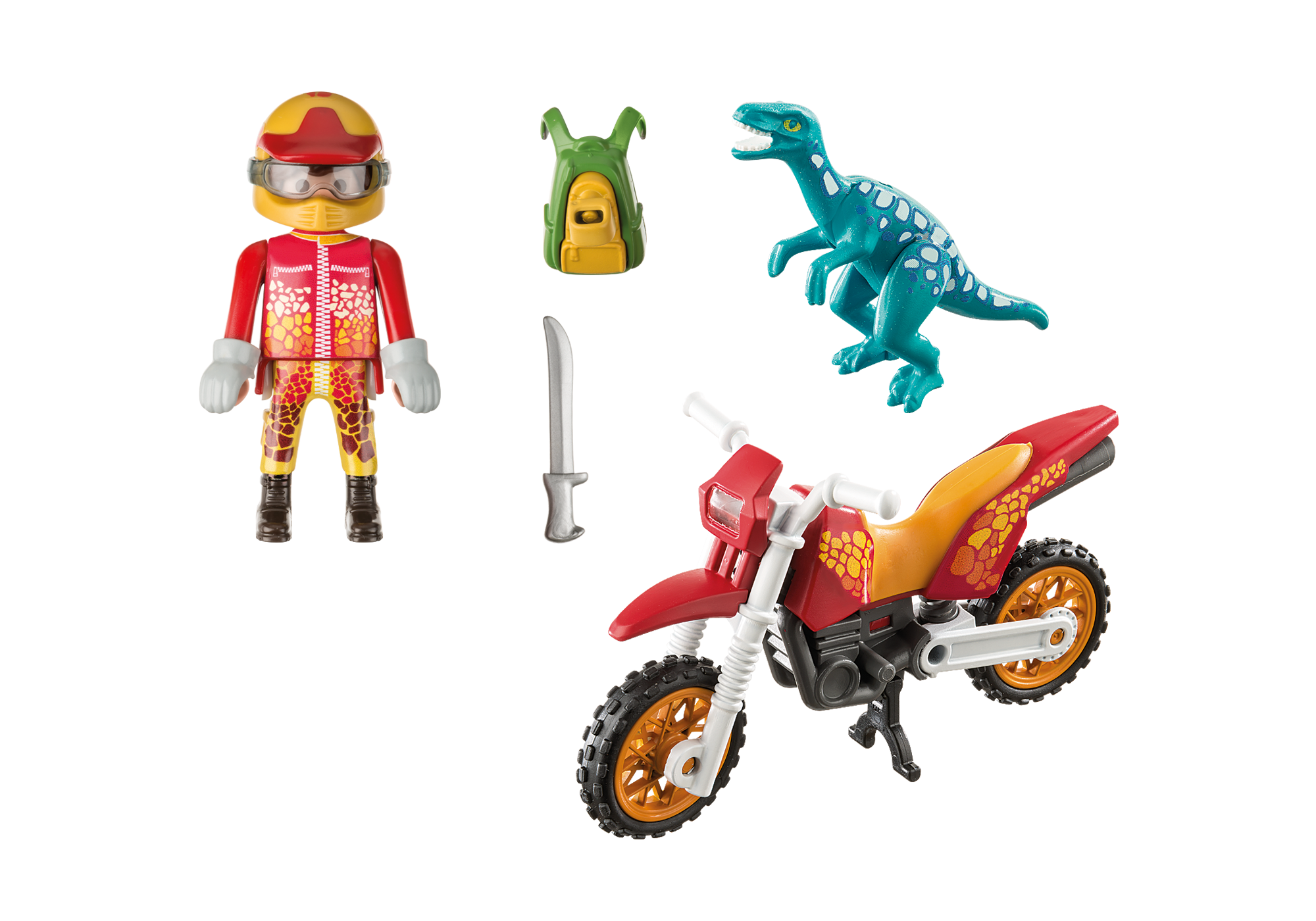 playmobil motocross bike with raptor