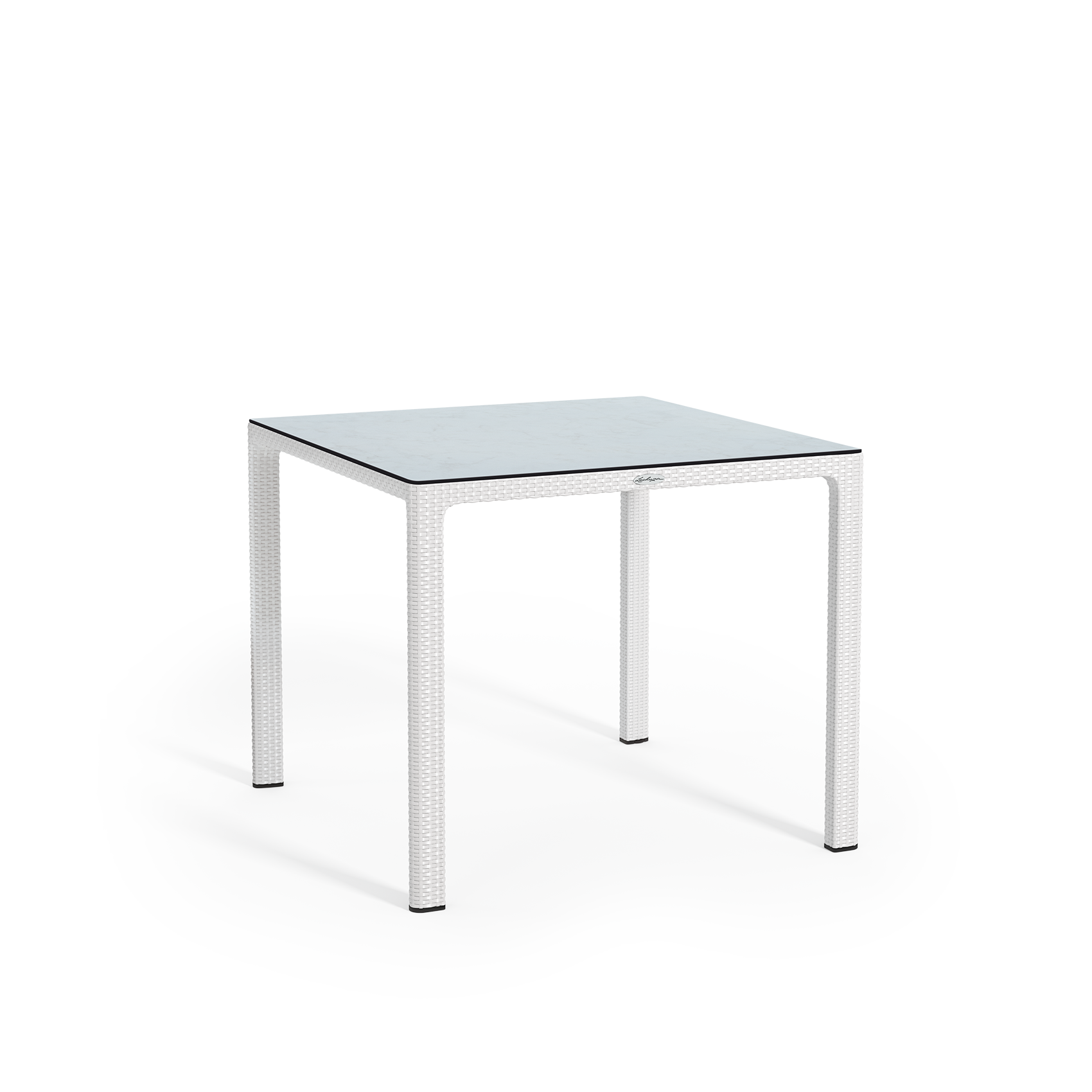 Mesa de comedor con tablero laminado de alta presión pequeña blanco Thumb