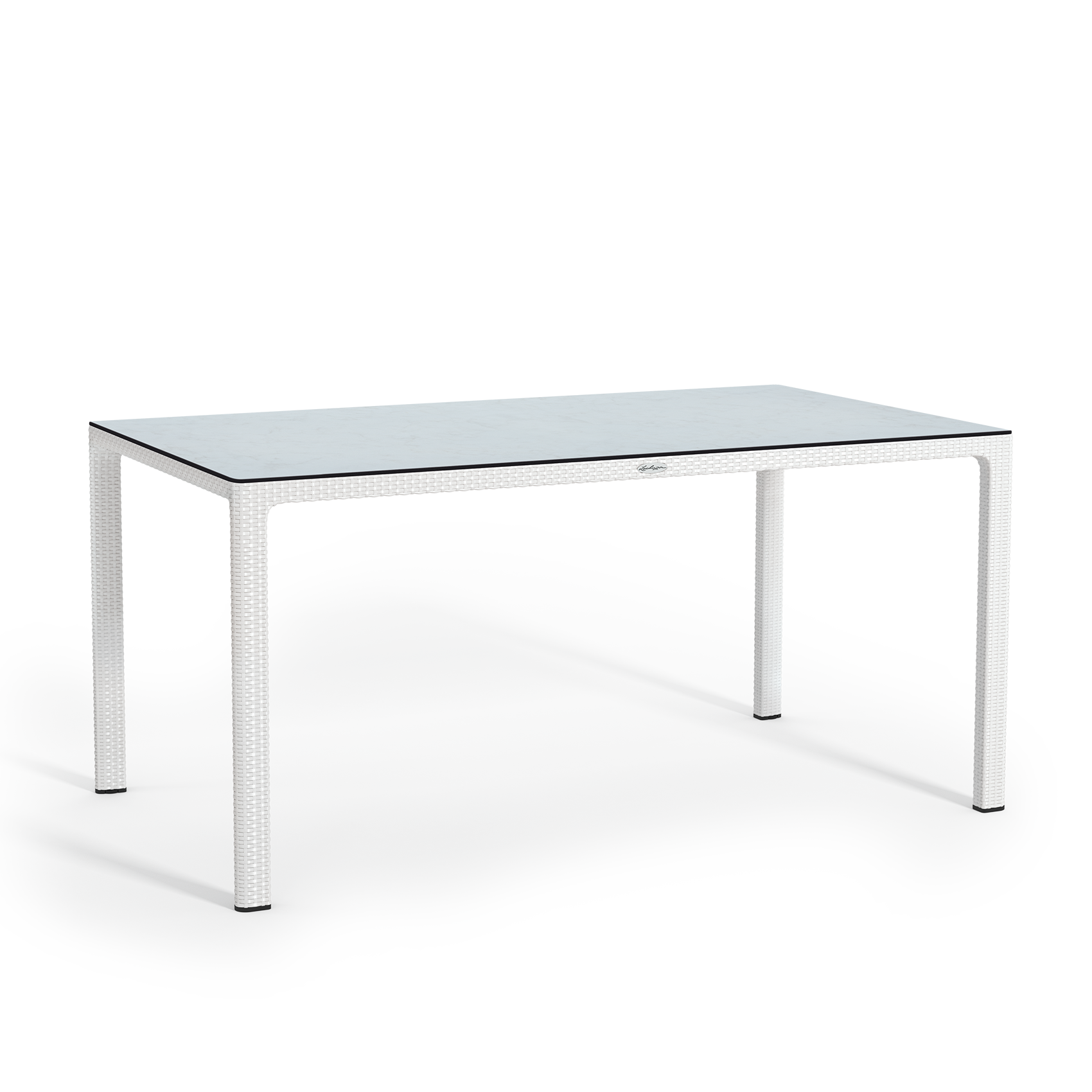 Lechuza Gartentisch Gross Weiss Flechtstruktur Hpl Platte 90x160cm