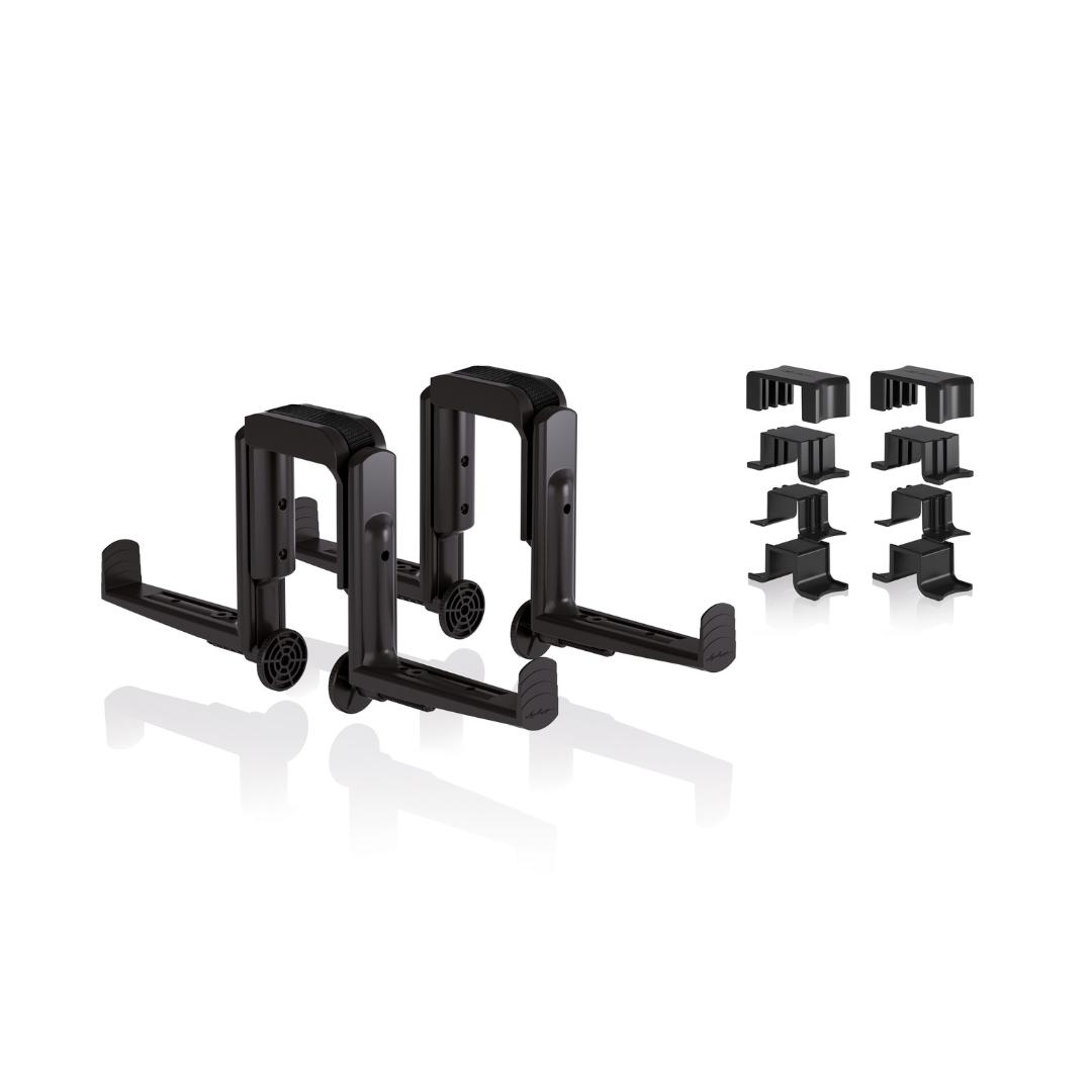 Support de bac &agrave; fleurs DUO + kit d'adaptation (4 pi&egrave;ces) noir