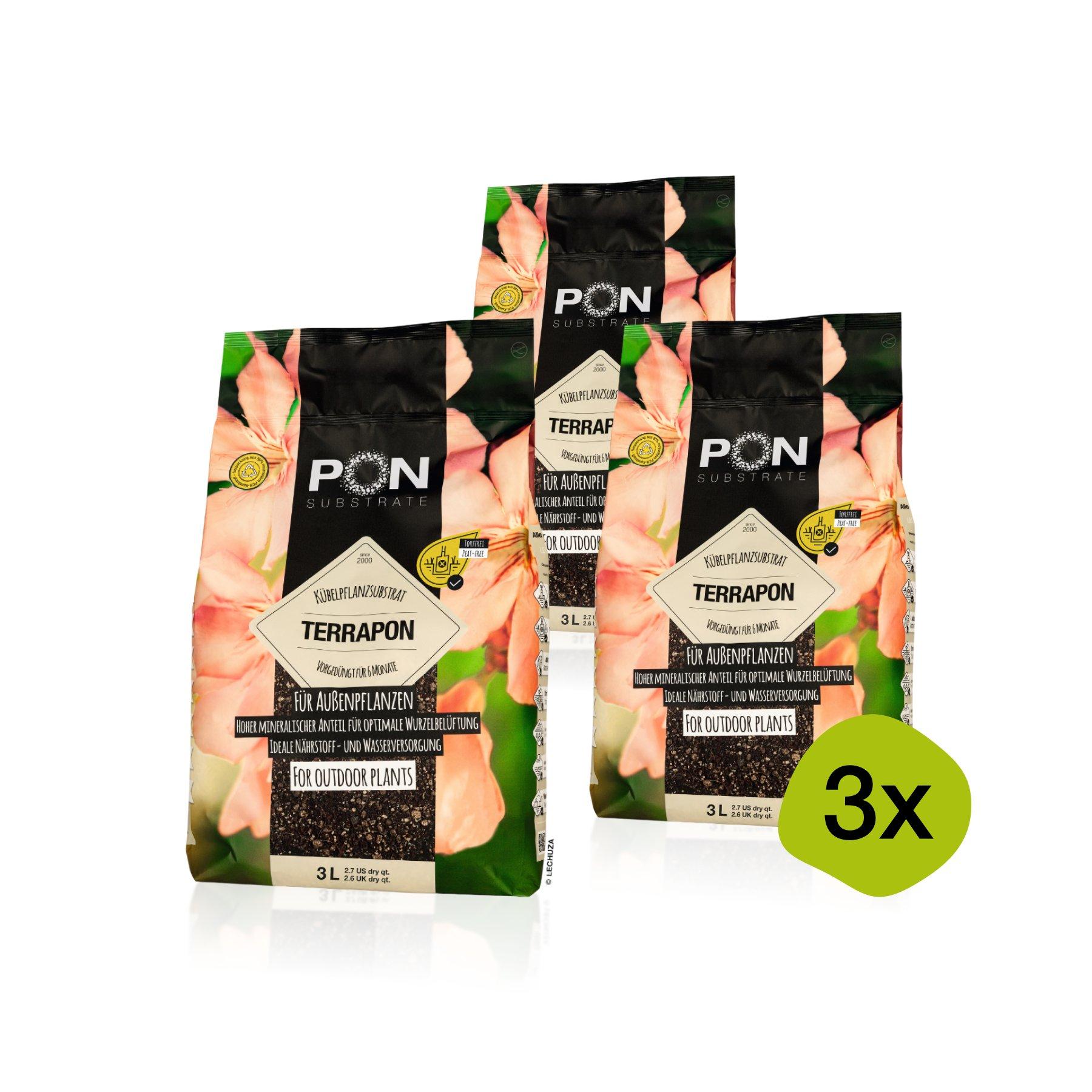 3x PON-Pflanzsubstrat TERRAPON 3 Liter