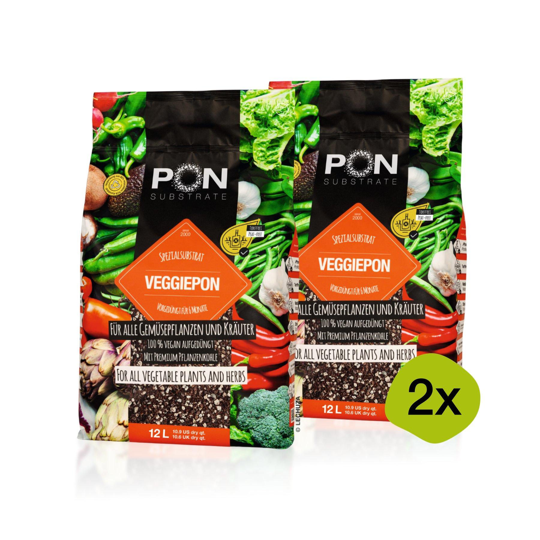 2x PON-Pflanzsubstrat VEGGIEPON 12 Liter