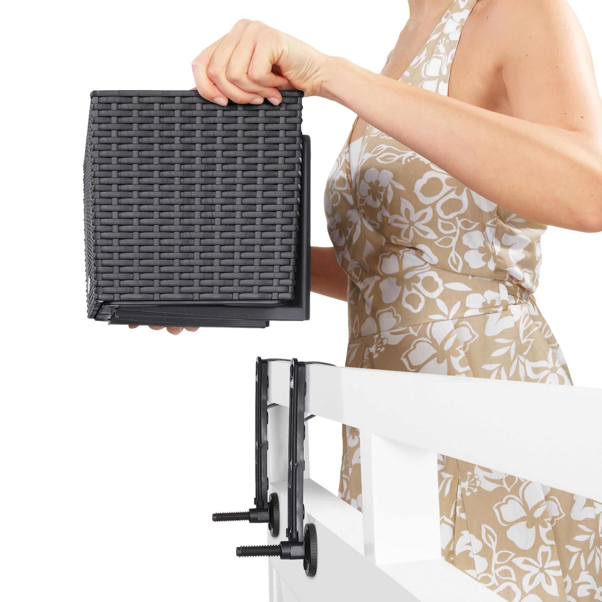 LECHUZA Blumenkasten Halterung Balkon Schwarz Balkonkastenhalter Kastenhalter 