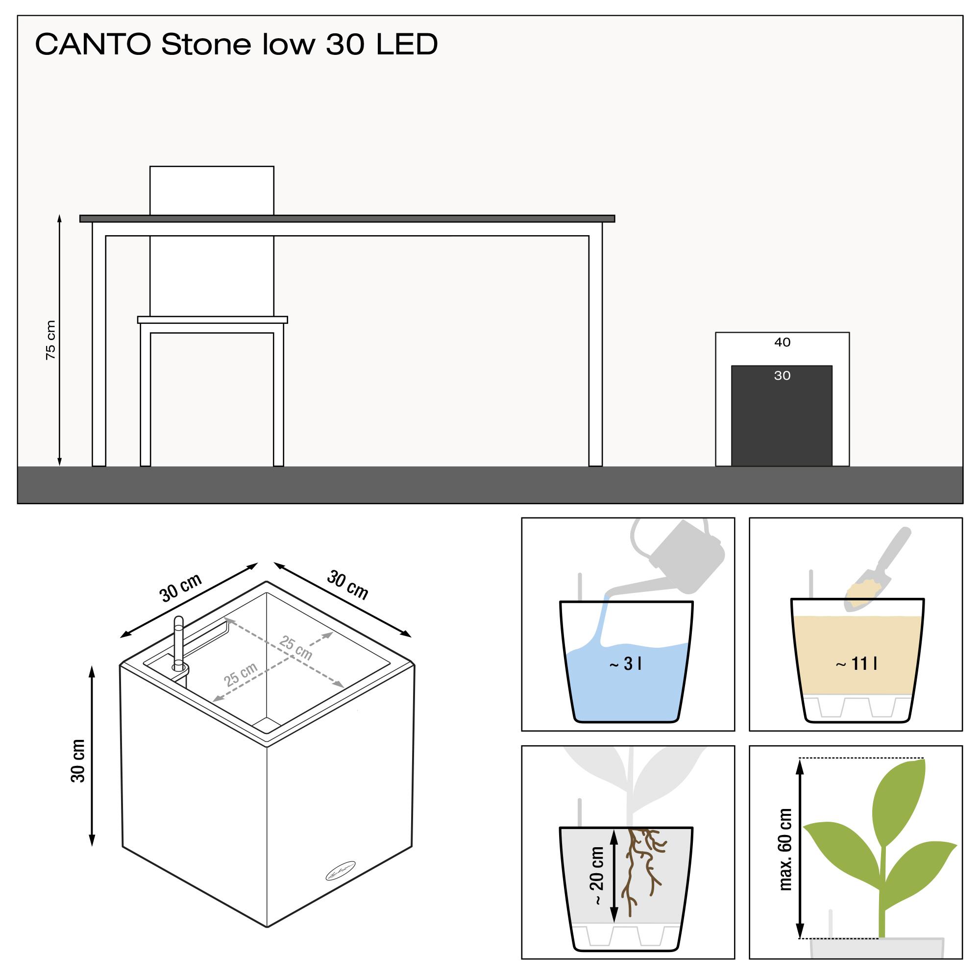 CANTO Stone 30 low LED bianco quarzo additional thumb 2