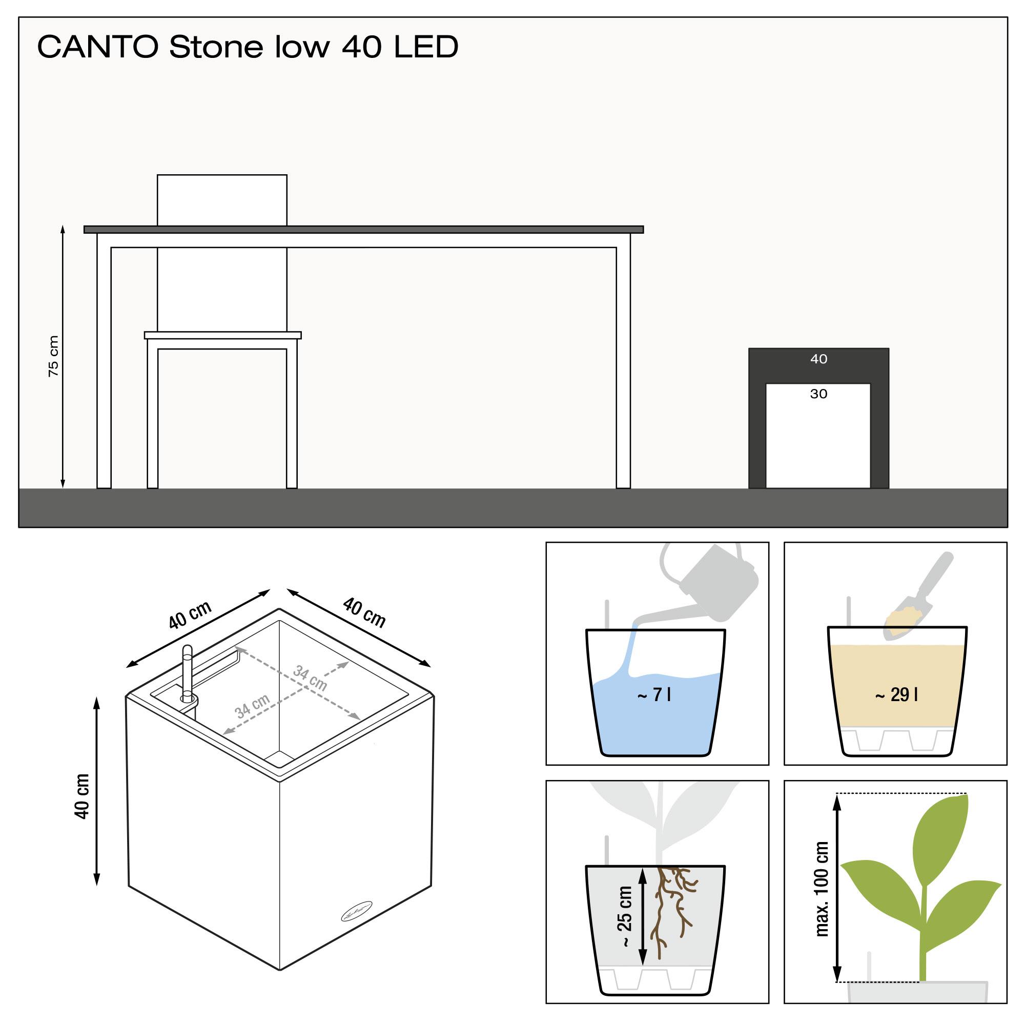 CANTO Stone 40 low LED bianco quarzo additional thumb 2
