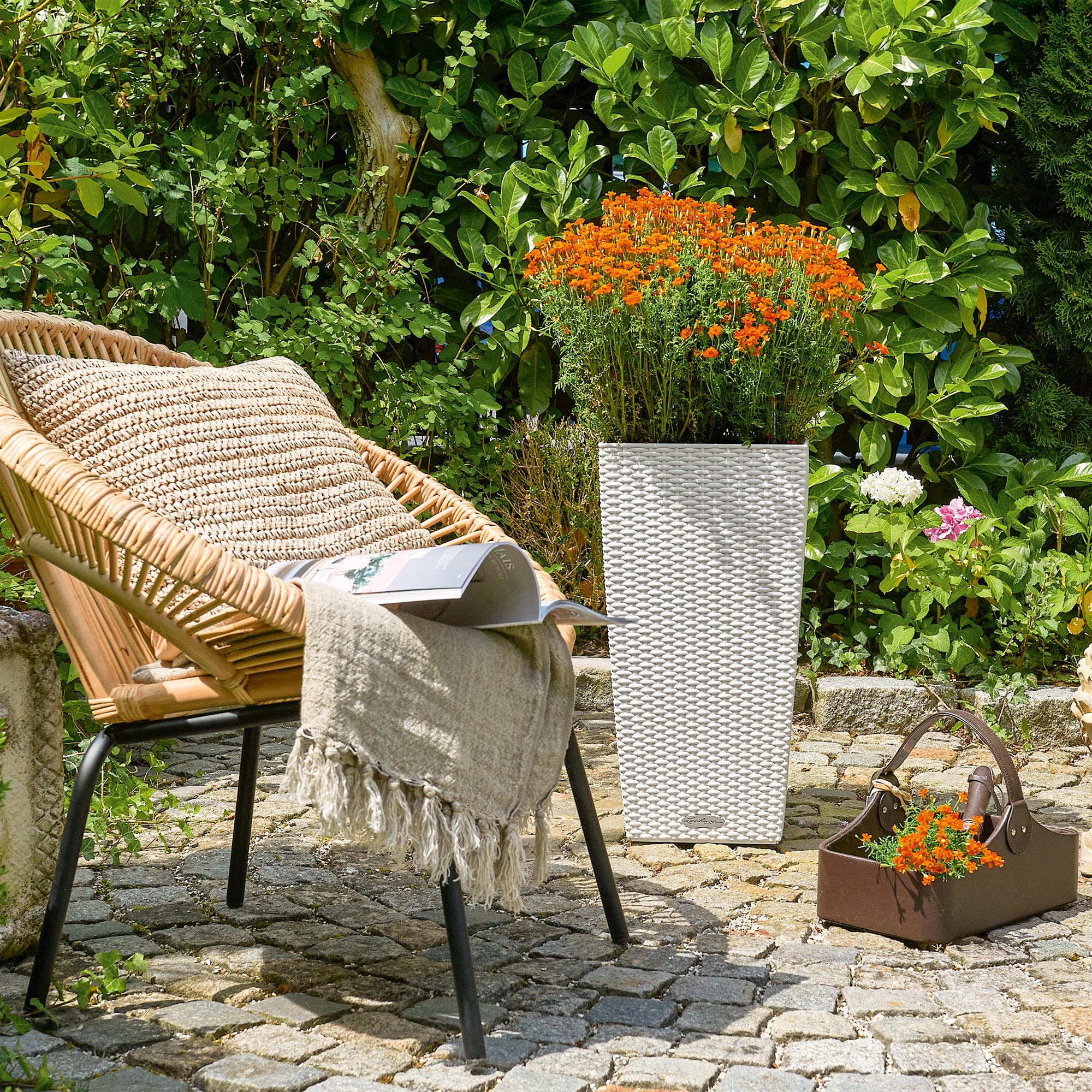Lechuza 'Cubico Color 40' Pflanzkübel In Weiß – Moderner Übertopf 39,5 X 39,5 X 75,5 Cm