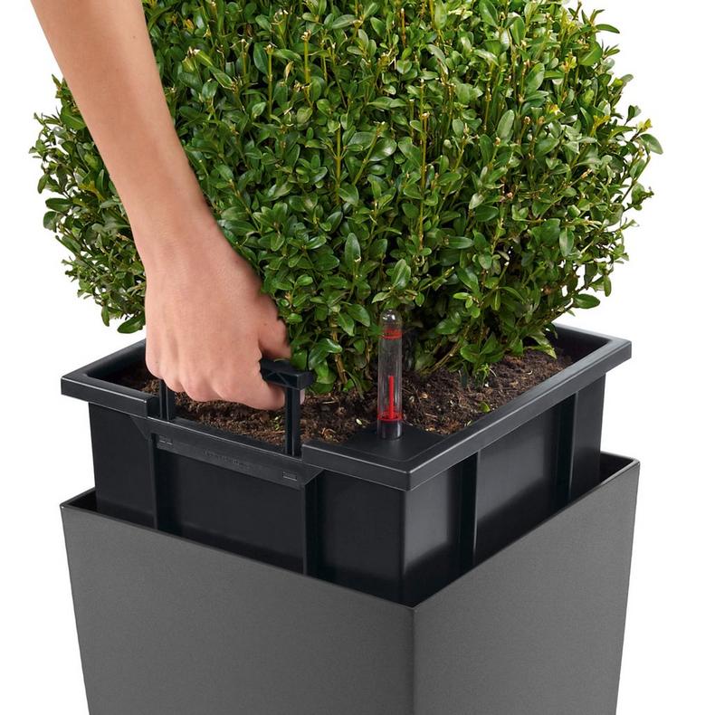 Pot De Fleur - Lec - Cubico Premium 40 - Rouge - Avec Réserve D'eau Pot De Fleur - Lec - Cubico Premium 40 - Rouge - Avec Réserve D'eau