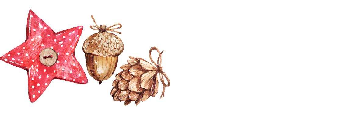 Christmas Decoration with Red Star and Pine Cones