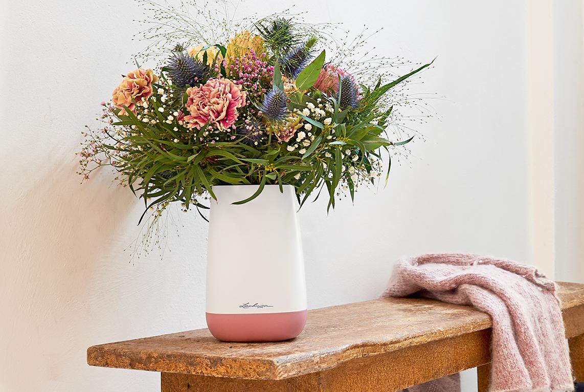 Blumenvase YULA Flower white/pearl rose