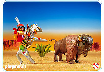 3731-A Bison cheval et indien detail image 1
