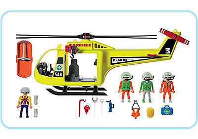 Playmobil hélico hélicoptère de secours jaune
