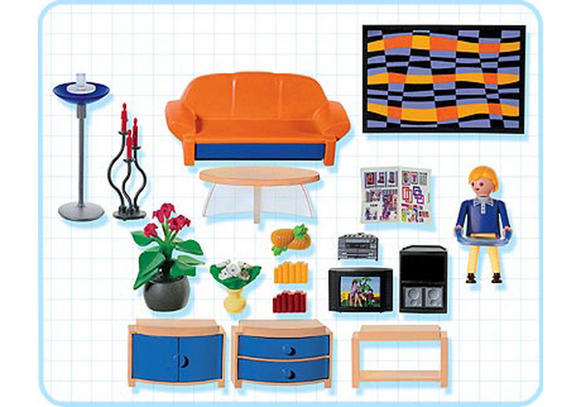 3-teilig aus Set 3966 Wohnzimmer Schrank Schrankwand Playmobil 