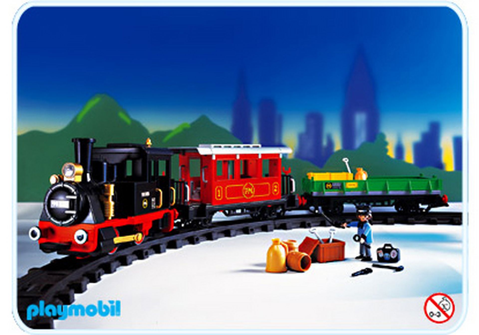 Playmobil Eisenbahn 4017 Dampflok Nostalgie mit Batteriefach und Lokführer