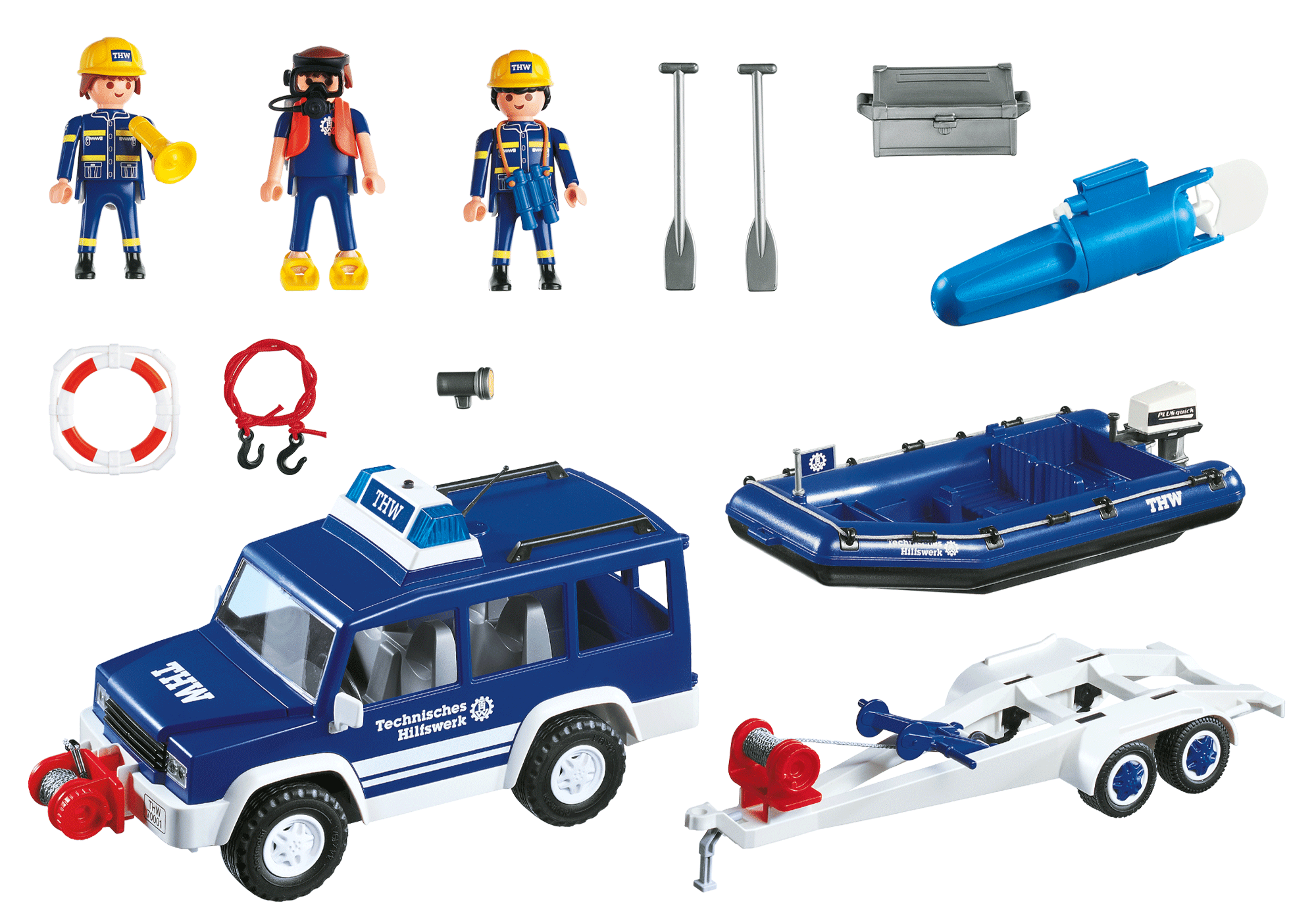 playmobil police car and boat