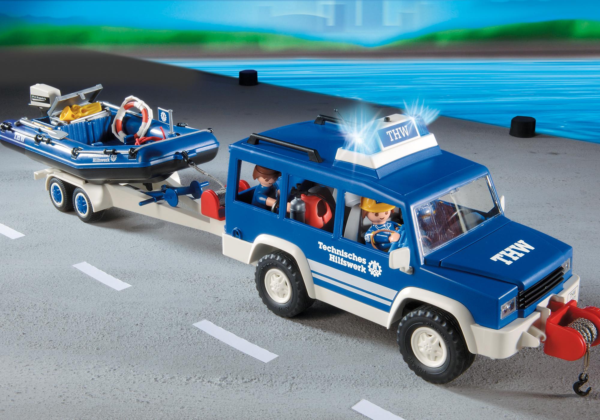 playmobil police car and boat