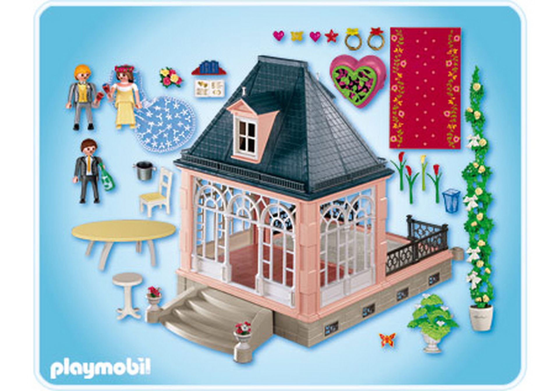 Playmobil Hochzeit Pavillon Teppich Tisch Buch Geländer 4297 5320 Wohnzimmer 