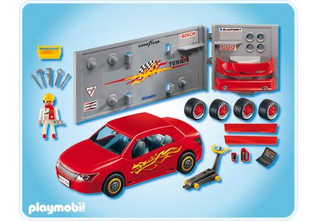 VEHICULES 2516 PLAYMOBIL Voiture Rouge Garage Tunning 4321 Complète 