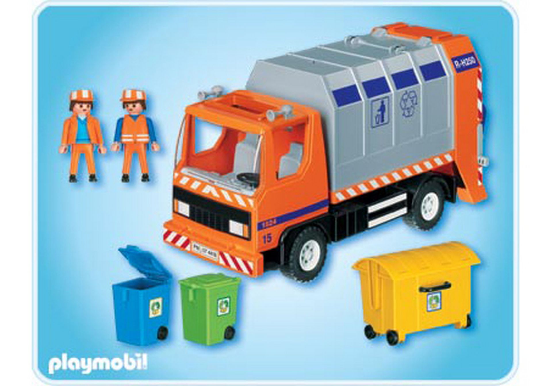 3 blaue Mülltonnen Mülleimer Papiertonnen zu Müllauto 3121 70200 Playmobil 042 
