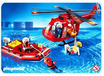 playmobil pompier bateau helicoptere