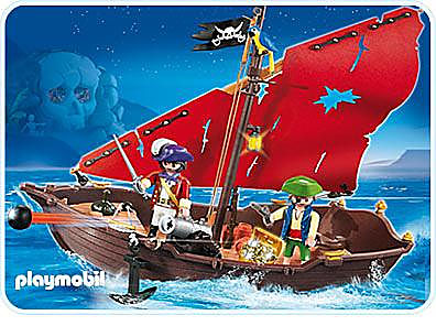 Playmobil bateau pirate + Canot et équipage armes