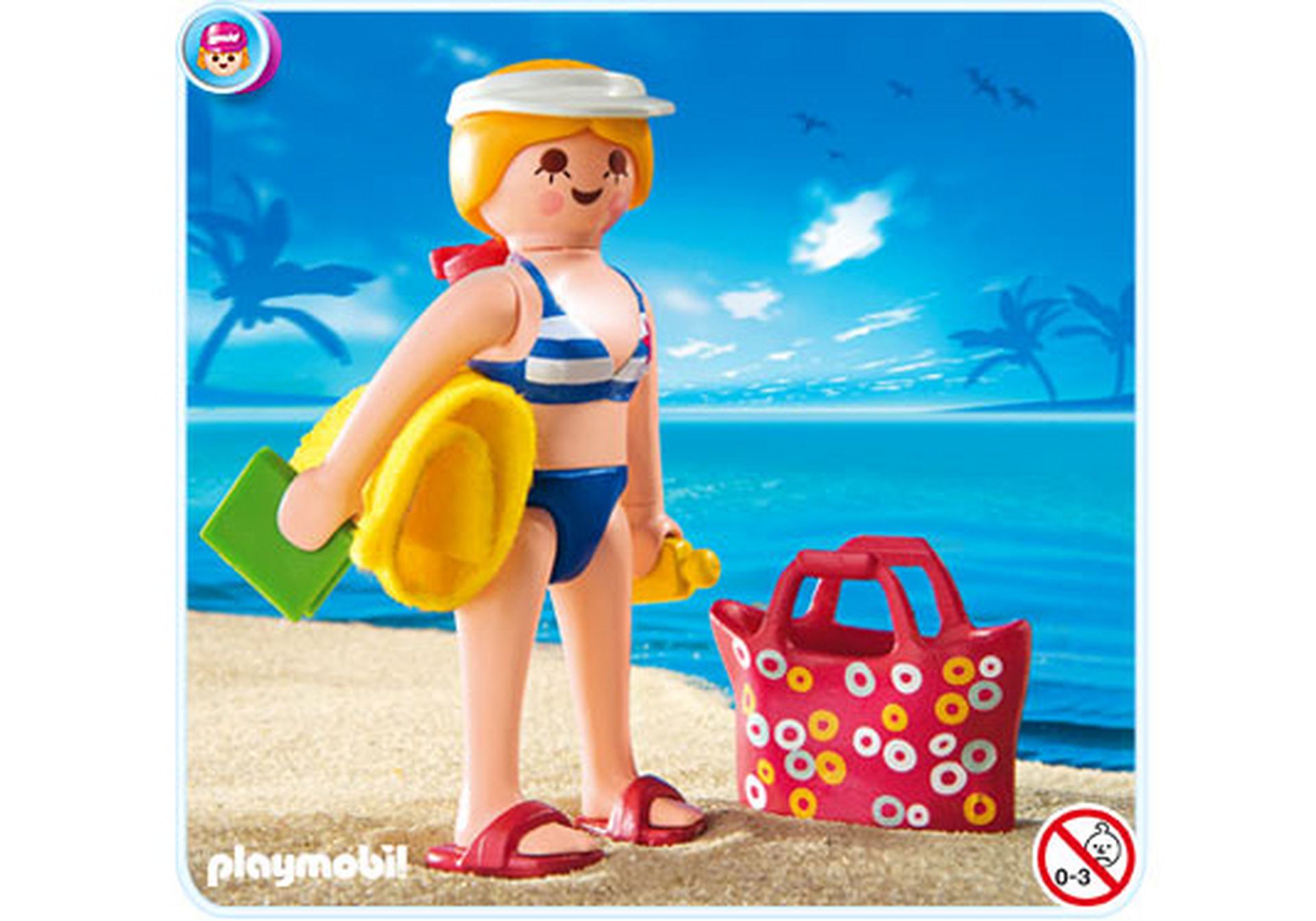 Playmobil Freizeit Beach Frau Bikini gebräunt türkis Hut Sonnencreme Uhr 