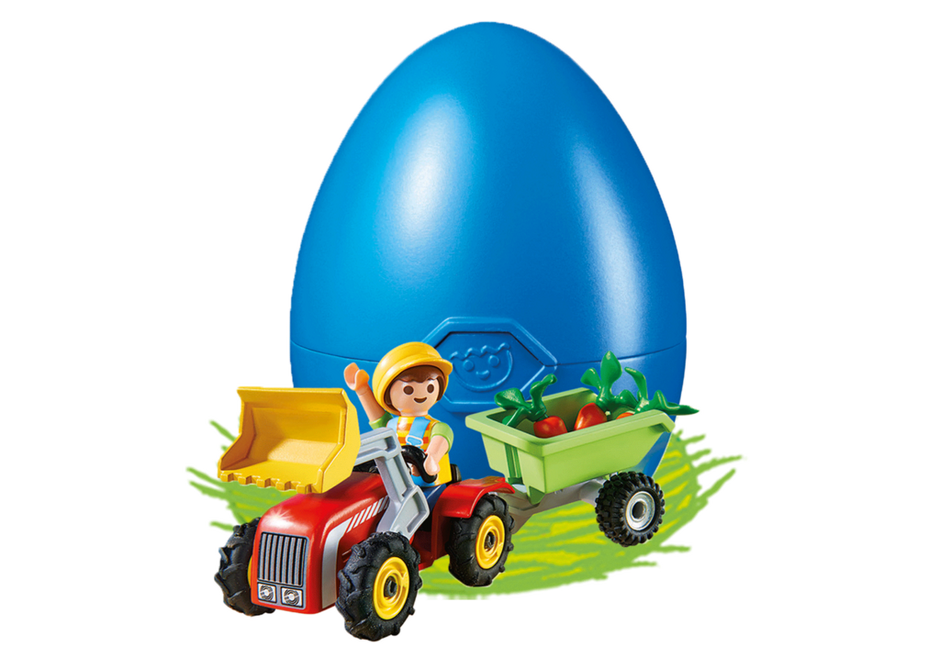 PLAYMOBIL Tracteur Jaune avec Benne Basculante Rouge pour Enfant T4126 FERME 