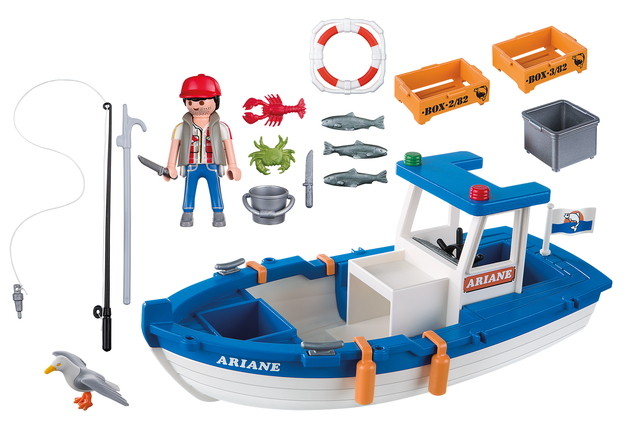 Playmobil Coastguard Boat 4448 and Playmobil 5131 Fishing/trawler