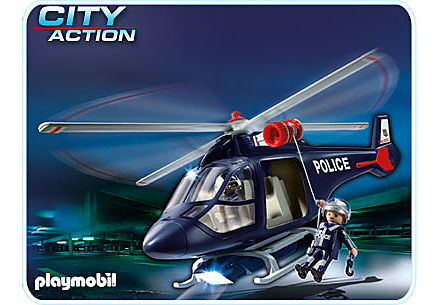 PLAYMOBIL CITY ACTION Hélicoptère de police avec projecteur réf 5183 dès 4  ans