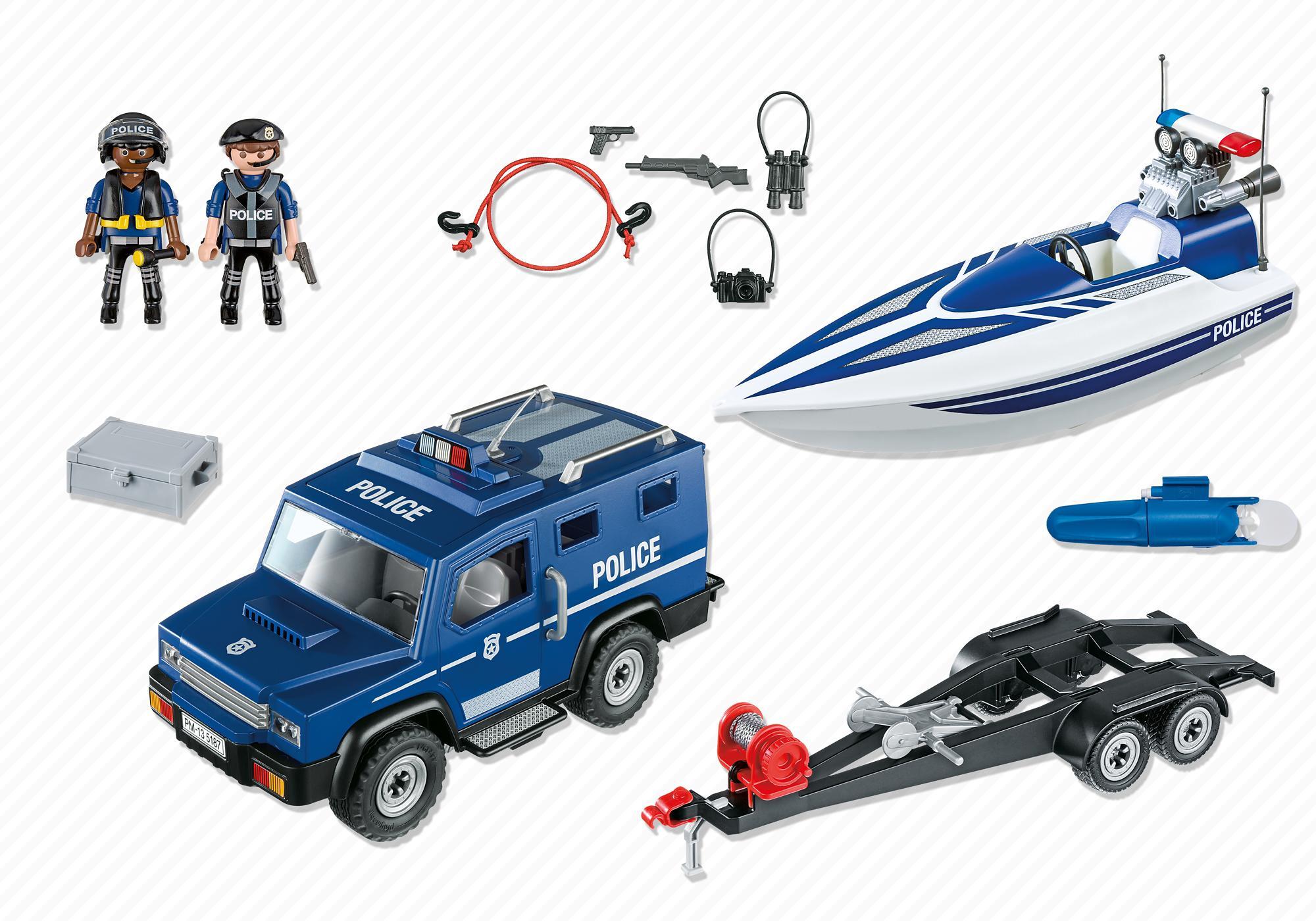 playmobil 5187 police truck with speedboat