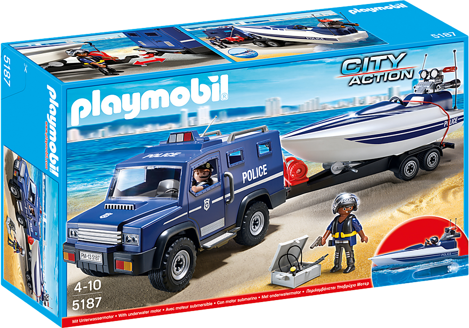 5187 Police Truck with Speedboat detail image 2