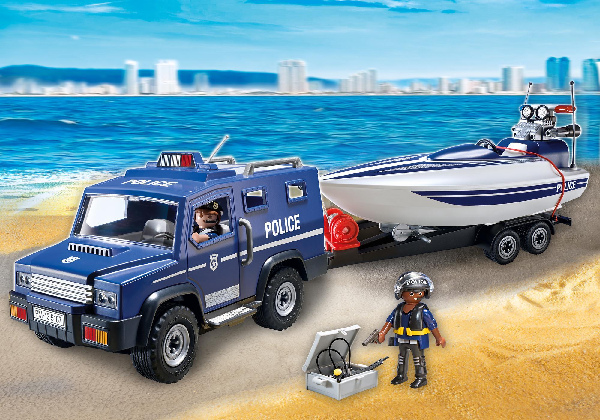 playmobil 5187 police truck with speedboat