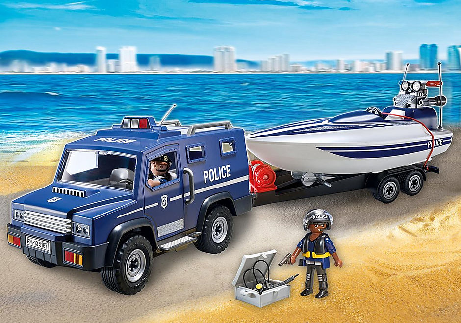 5187 Police Truck with Speedboat detail image 1