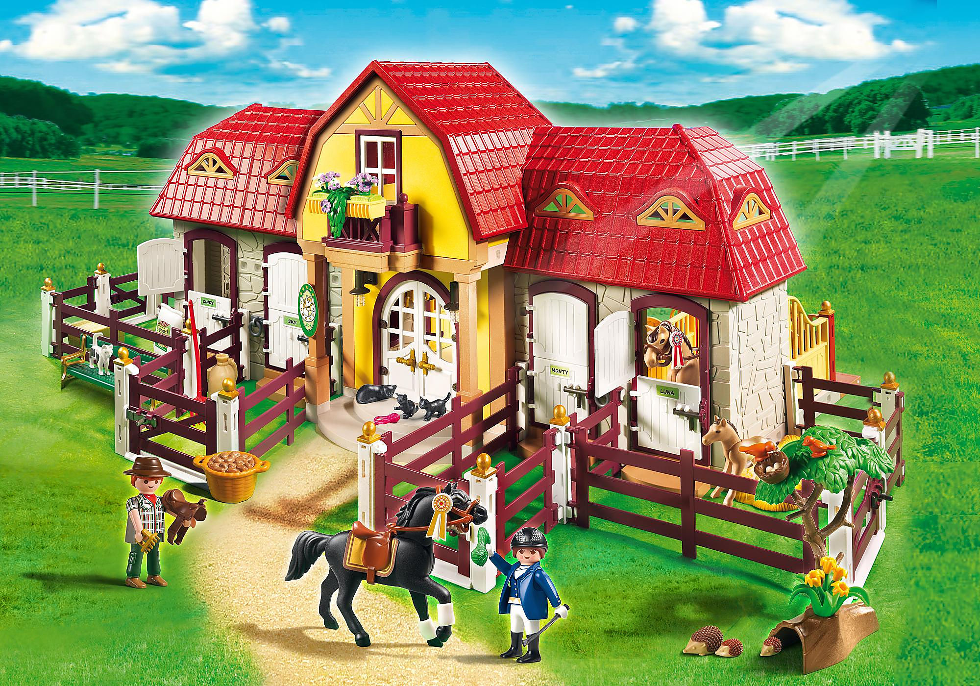 Playmobil 70997 Décoration de fête avec poneys - Country - avec Trois  Personnages, des poneys, des Cadeaux, des Ballons et des Accessoires -  Animaux 