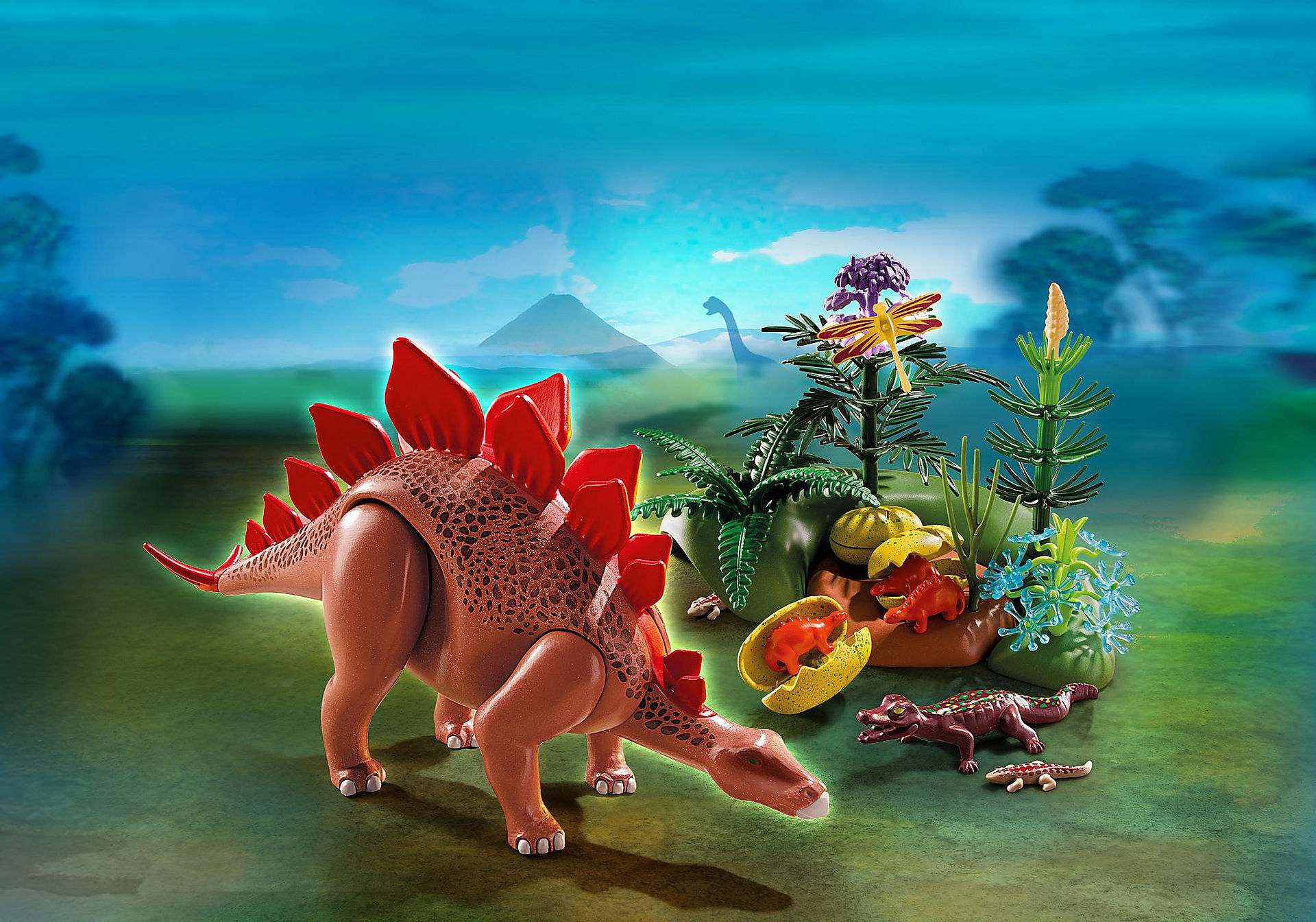 5232 Stegosaure et ses bébés avec forêt zoom image1