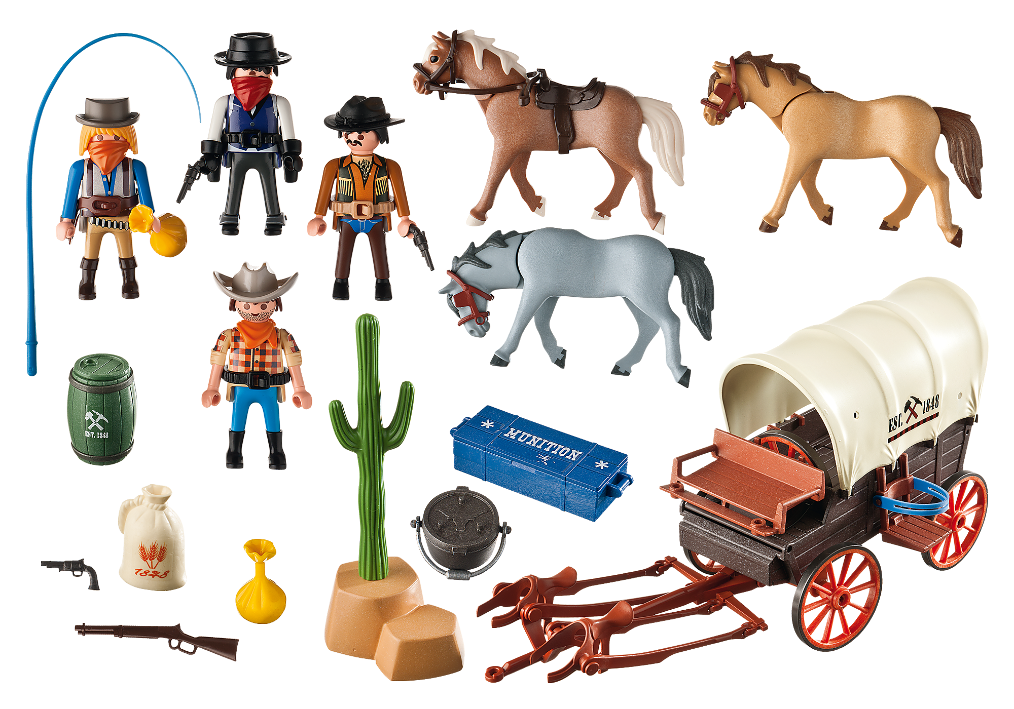 Opdage Nysgerrighed Samlet Covered Wagon with Raiders - 5248 | PLAYMOBIL®