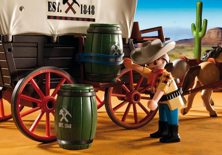 PLAYMOBIL 5248 Western Covered Wagon With Raiders Factory for sale online 