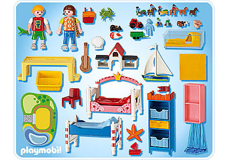 5333-A Chambre des enfants avec lits décorés detail image 2