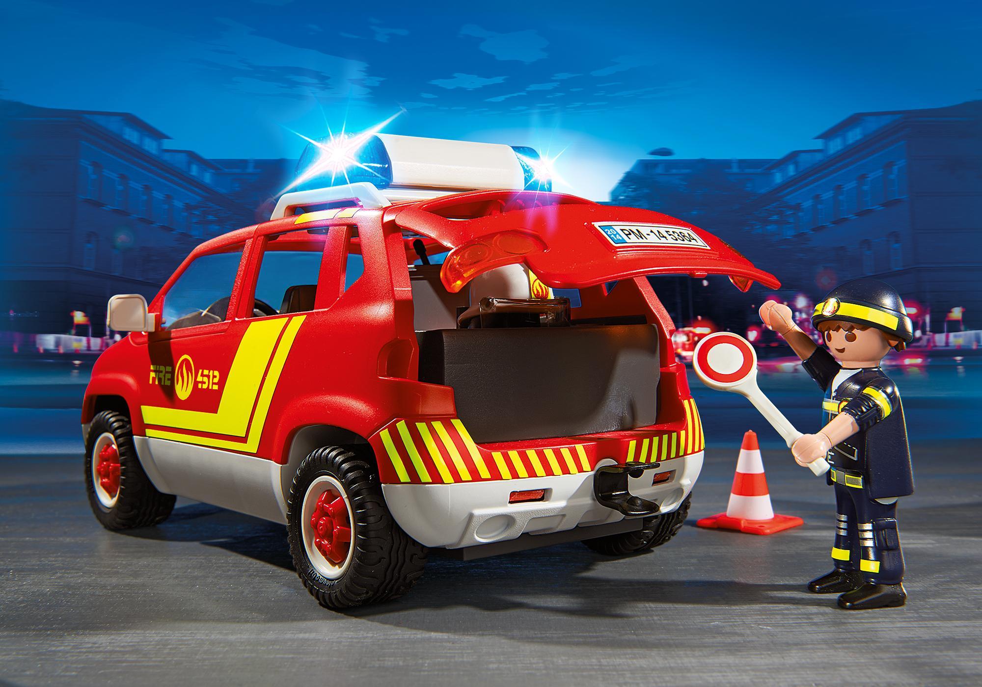 playmobil firefighter with car