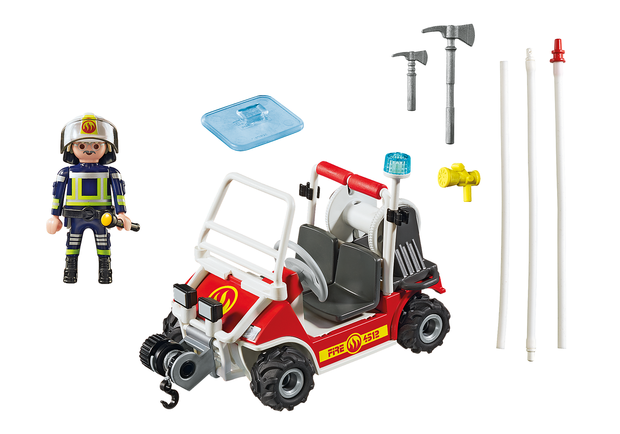 Playmobil Quad Vehicle Accessory 4x4 Friction Firefighters + Winch & Hook