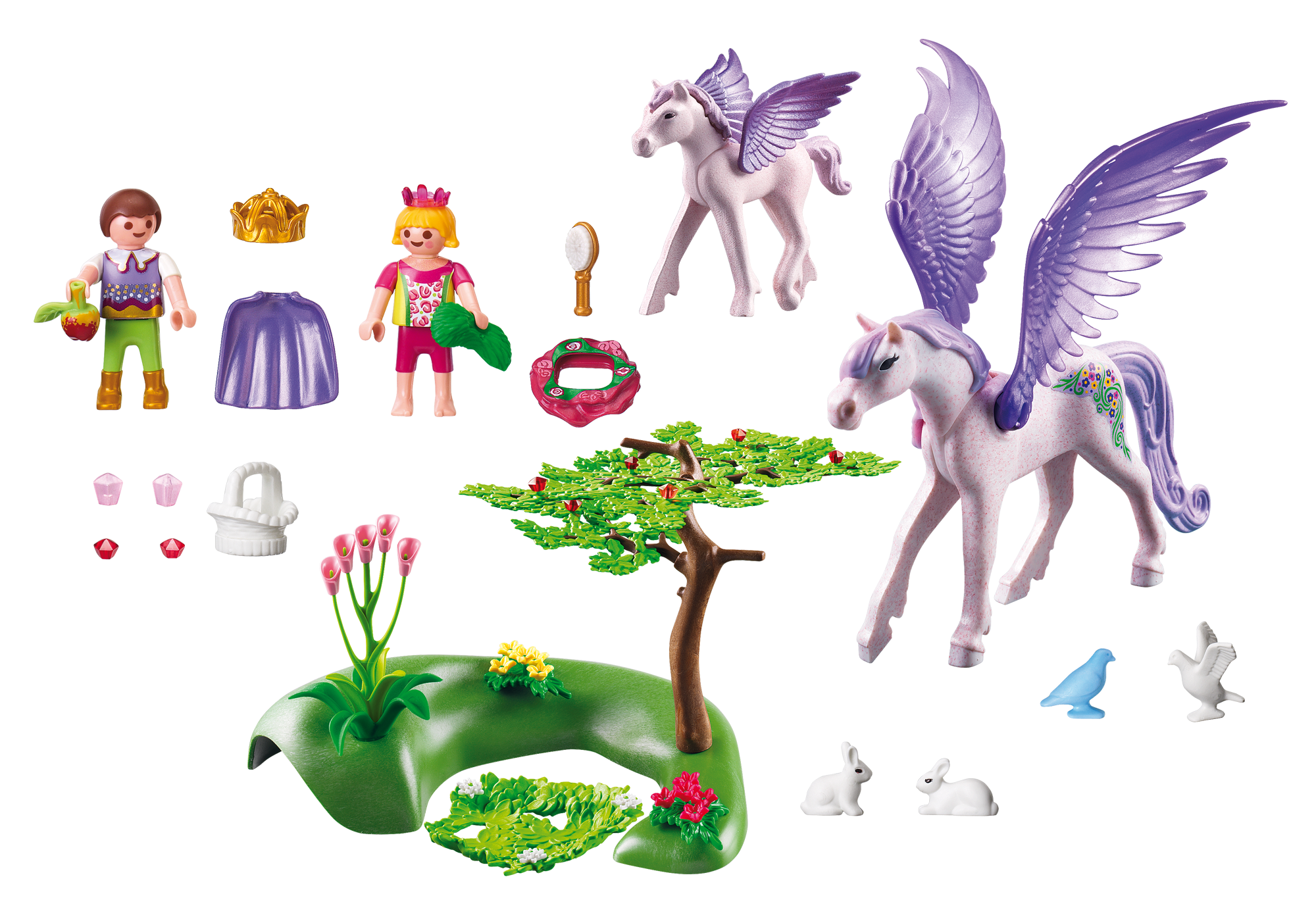 Koningskinderen met pegasus en veulen 