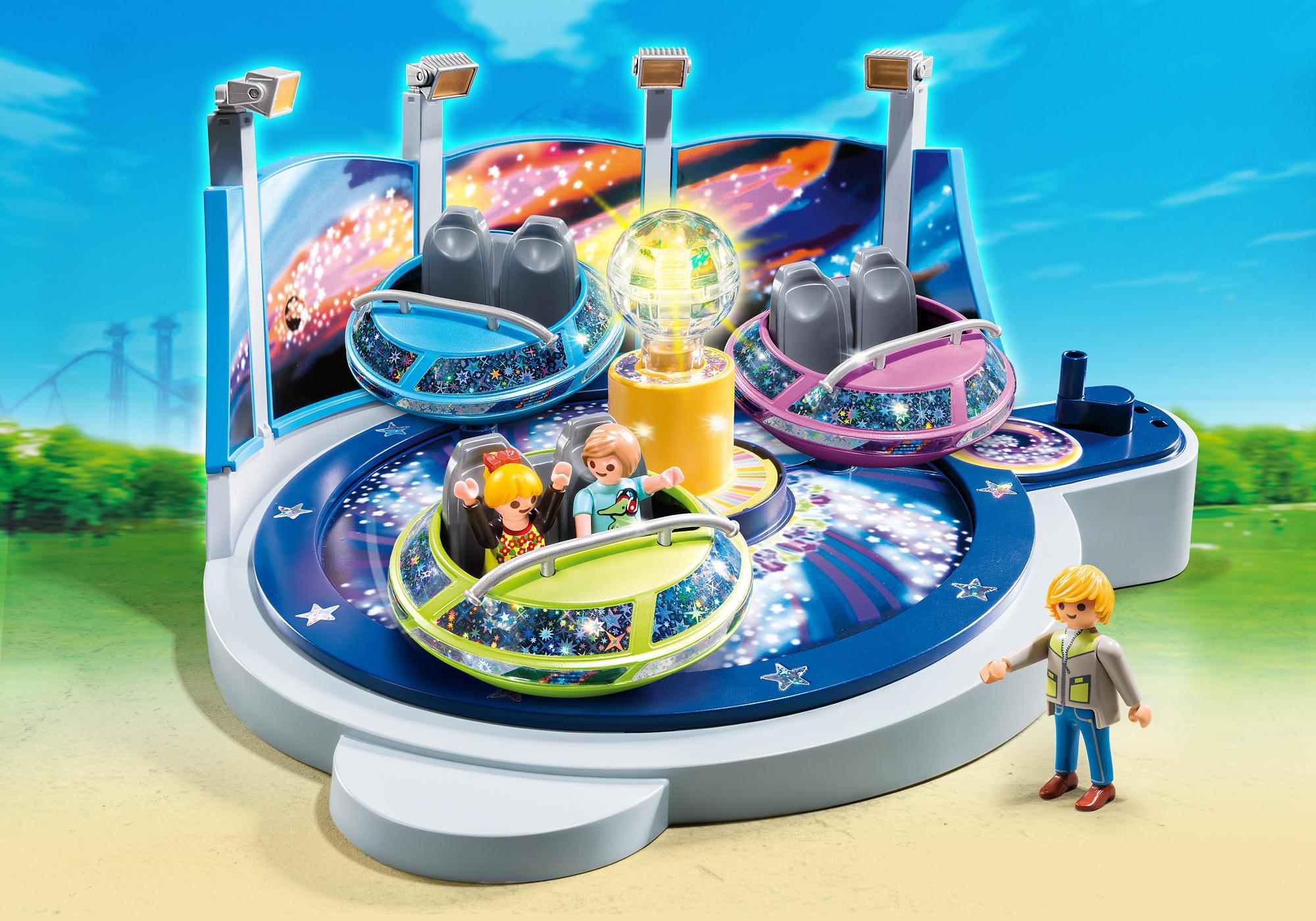 playmobil spinning spaceship ride with lights