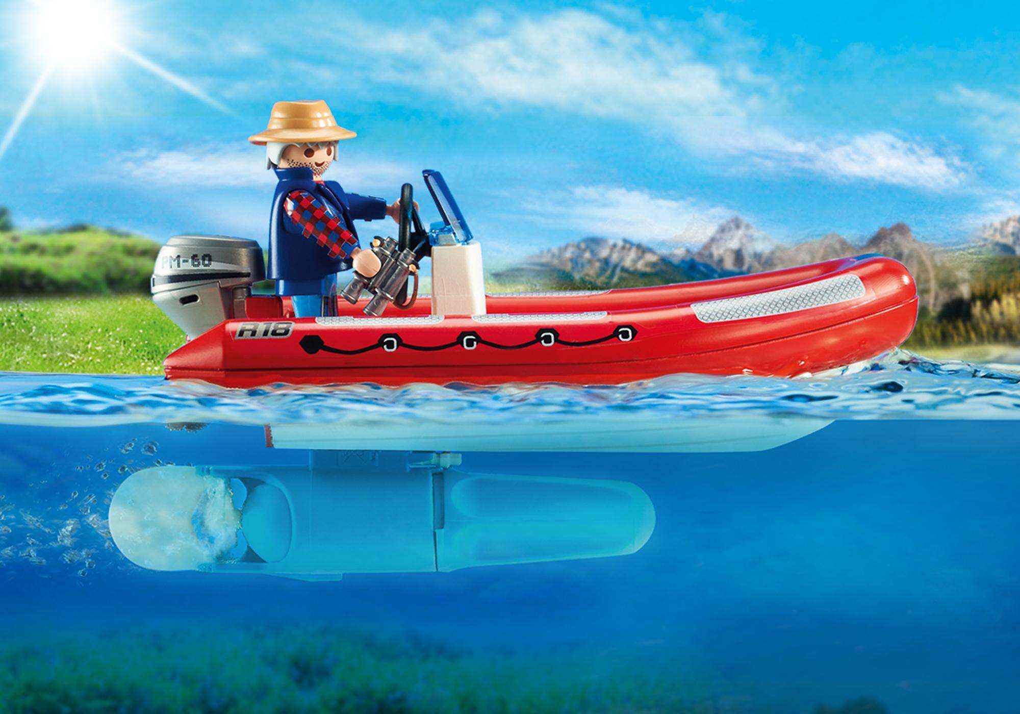 playmobil inflatable boat with explorers