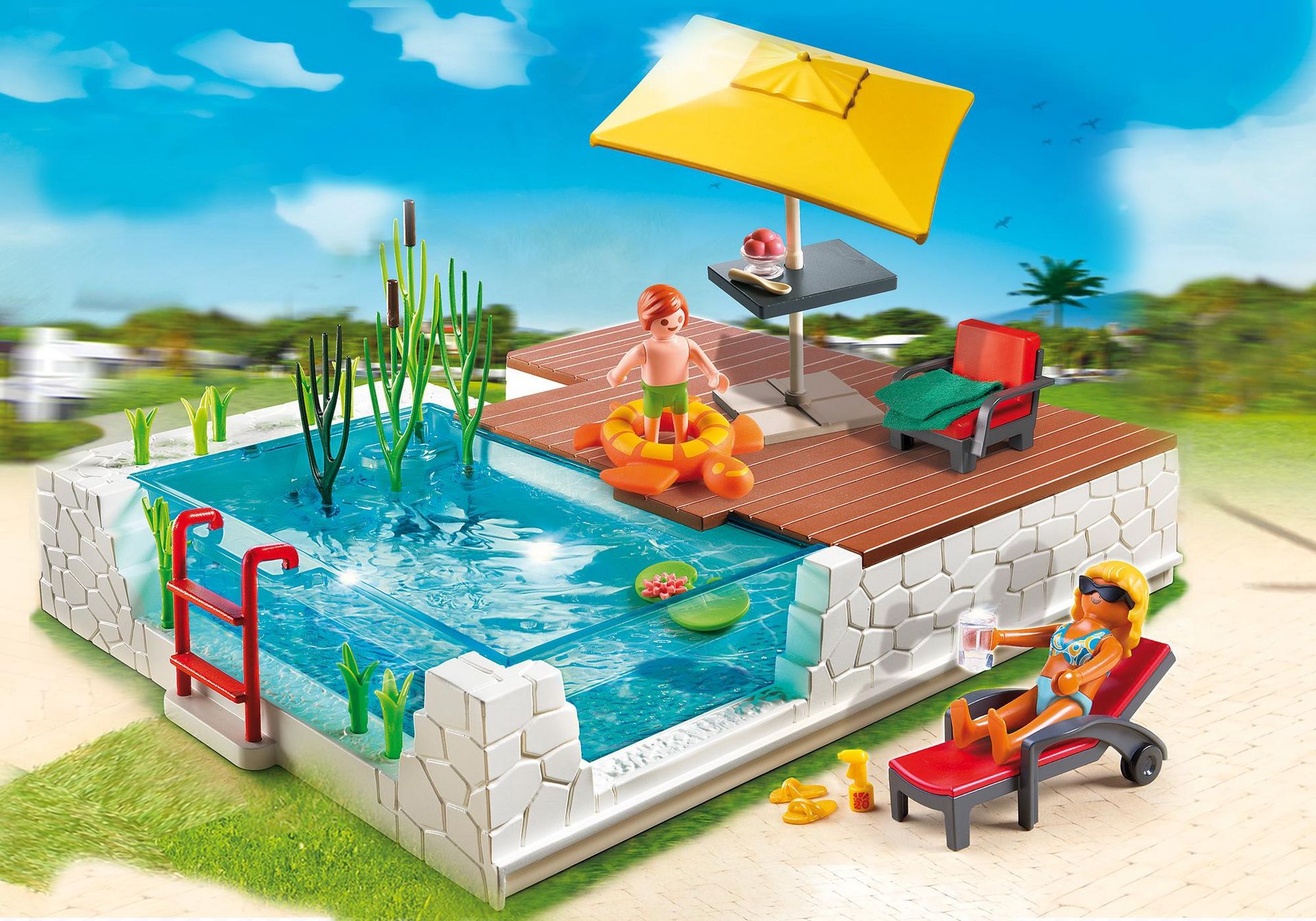 aus Set 4140 Playmobil Bodenplatte mit Rasen und Pool Schwimmbecken 