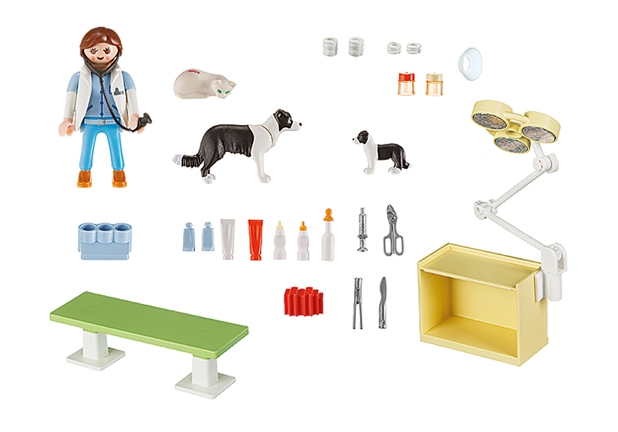 jouet enfant veterinaire et veau - playmobil (13 pieces) blanc garcon